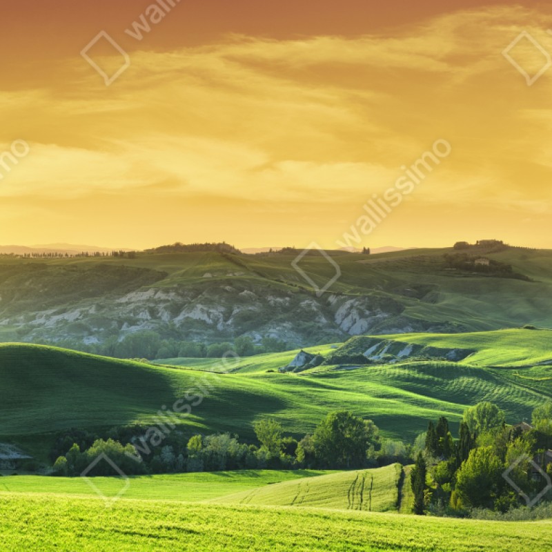 Repositionierbarer Aufkleber Toskana hügel im sonnenuntergang – Wallnifity® Repositionierbarer Aufkleber Toskana hügel im sonnenuntergang – Wallnifity®