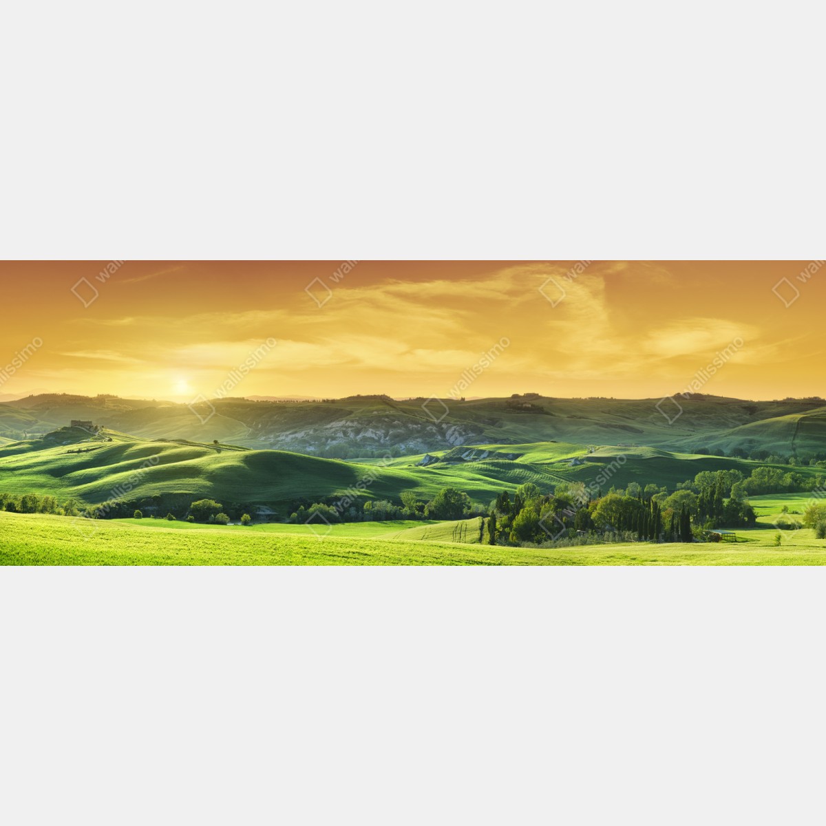 Repositionierbarer Aufkleber Toskana hügel im sonnenuntergang – Wallnifity® Repositionierbarer Aufkleber Toskana hügel im sonnenuntergang – Wallnifity®
