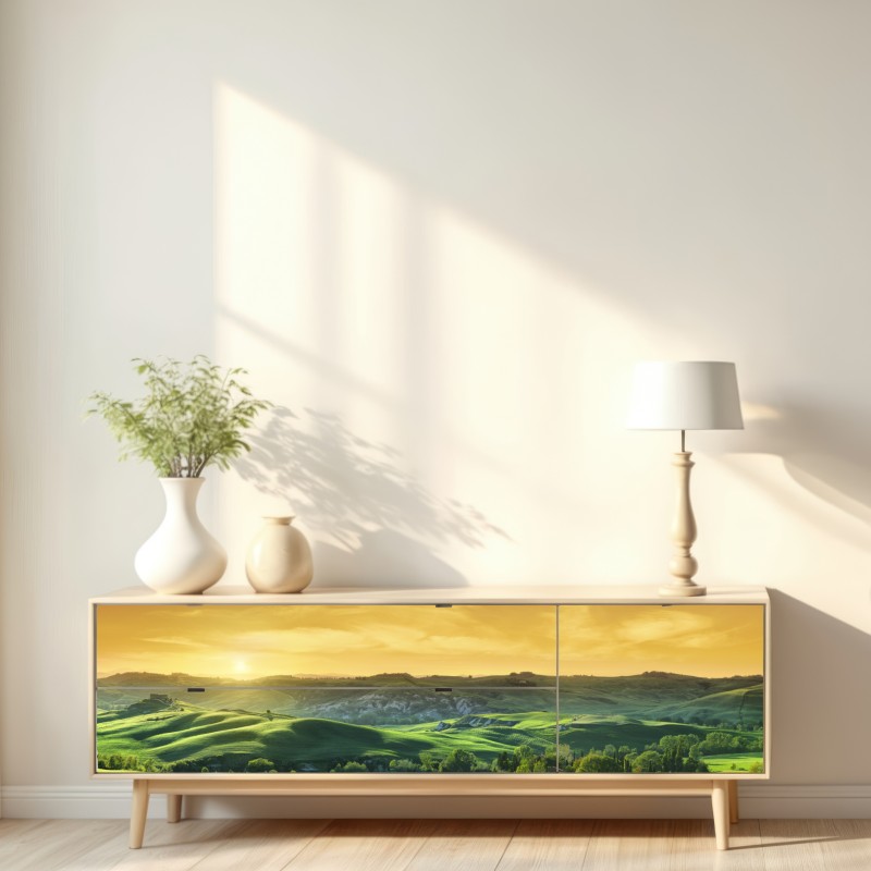 Repositionierbarer Aufkleber Toskana hügel im sonnenuntergang – Wallnifity® Repositionierbarer Aufkleber Toskana hügel im sonnenuntergang – Wallnifity®