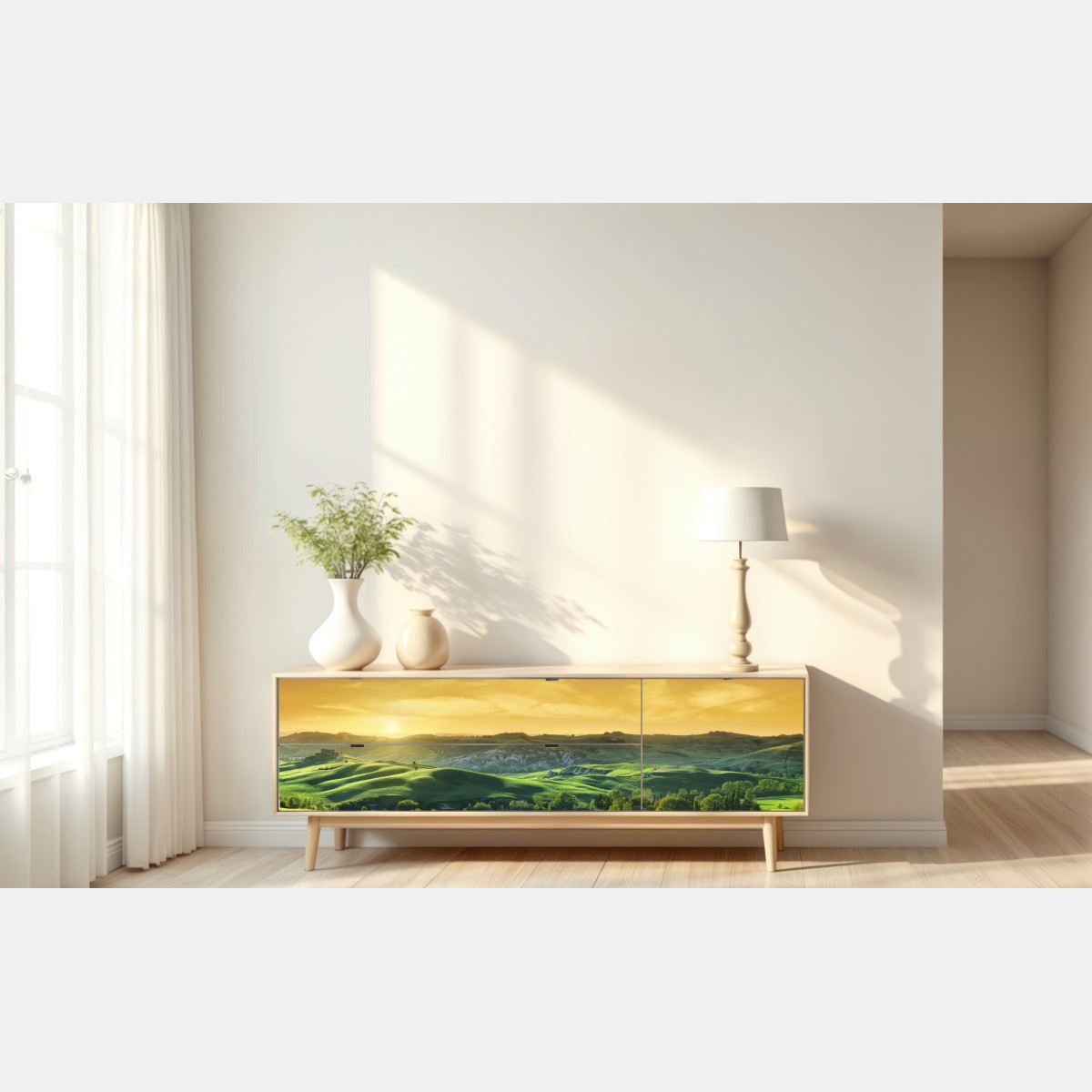 Repositionierbarer Aufkleber Toskana hügel im sonnenuntergang – Wallnifity® Repositionierbarer Aufkleber Toskana hügel im sonnenuntergang – Wallnifity®