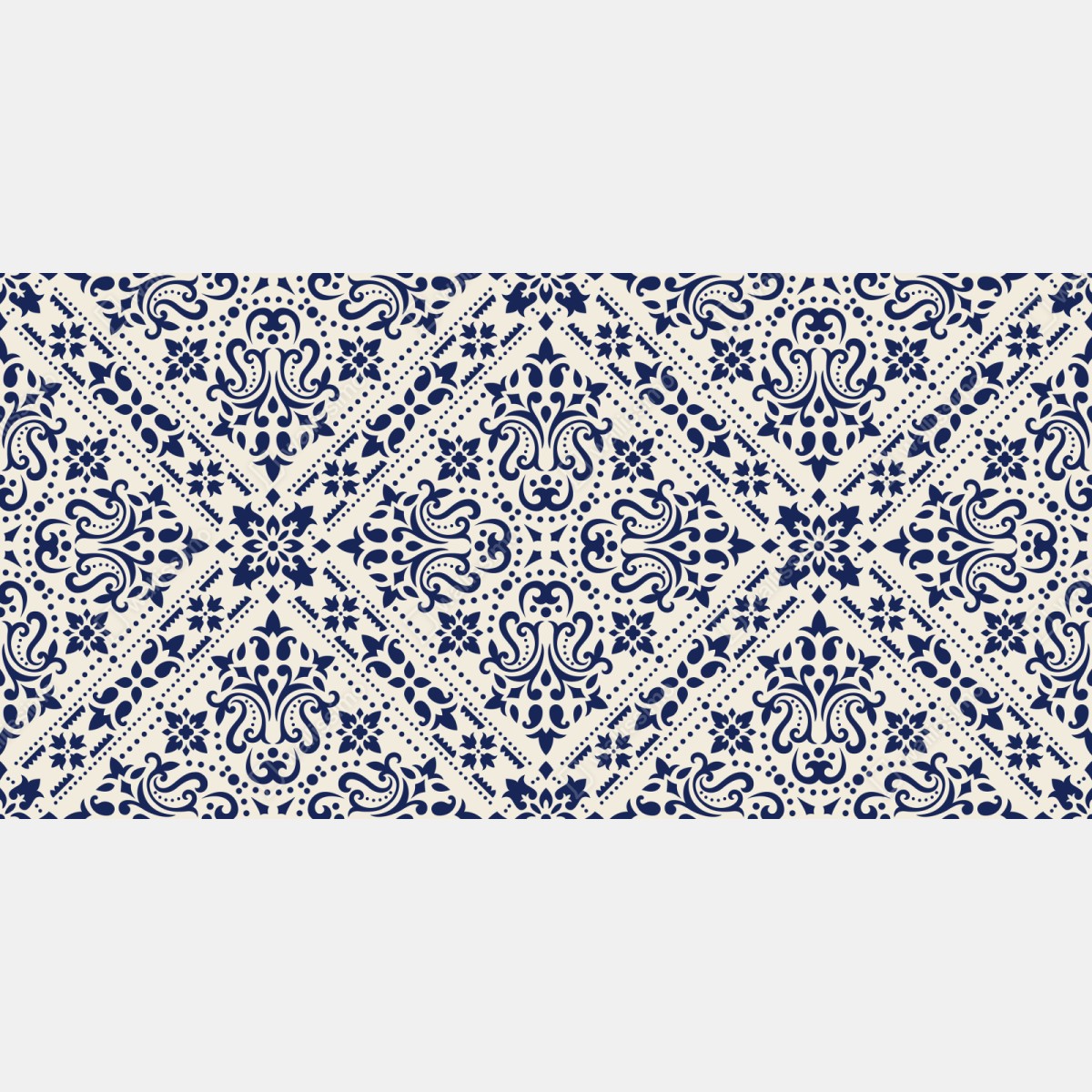 Repositionierbarer Aufkleber marineblaues damast-fliesenmuster – Wallnifity® Repositionierbarer Aufkleber marineblaues damast-fliesenmuster – Wallnifity®