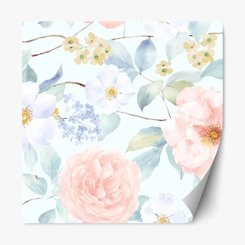 Repositionierbarer Aufkleber zarte pastellblumen in aquarell – Wallnifity® Repositionierbarer Aufkleber zarte pastellblumen in aquarell – Wallnifity®