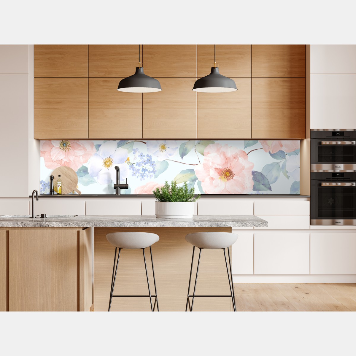 Repositionierbarer Aufkleber zarte pastellblumen in aquarell – Wallnifity® Repositionierbarer Aufkleber zarte pastellblumen in aquarell – Wallnifity®