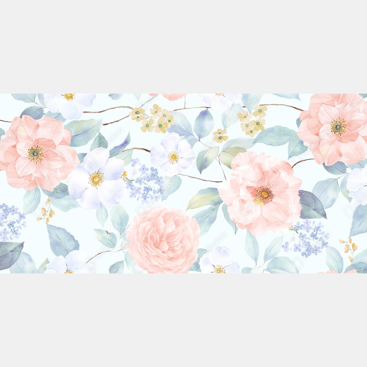 Repositionierbarer Aufkleber zarte pastellblumen in aquarell – Wallnifity® Repositionierbarer Aufkleber zarte pastellblumen in aquarell – Wallnifity®