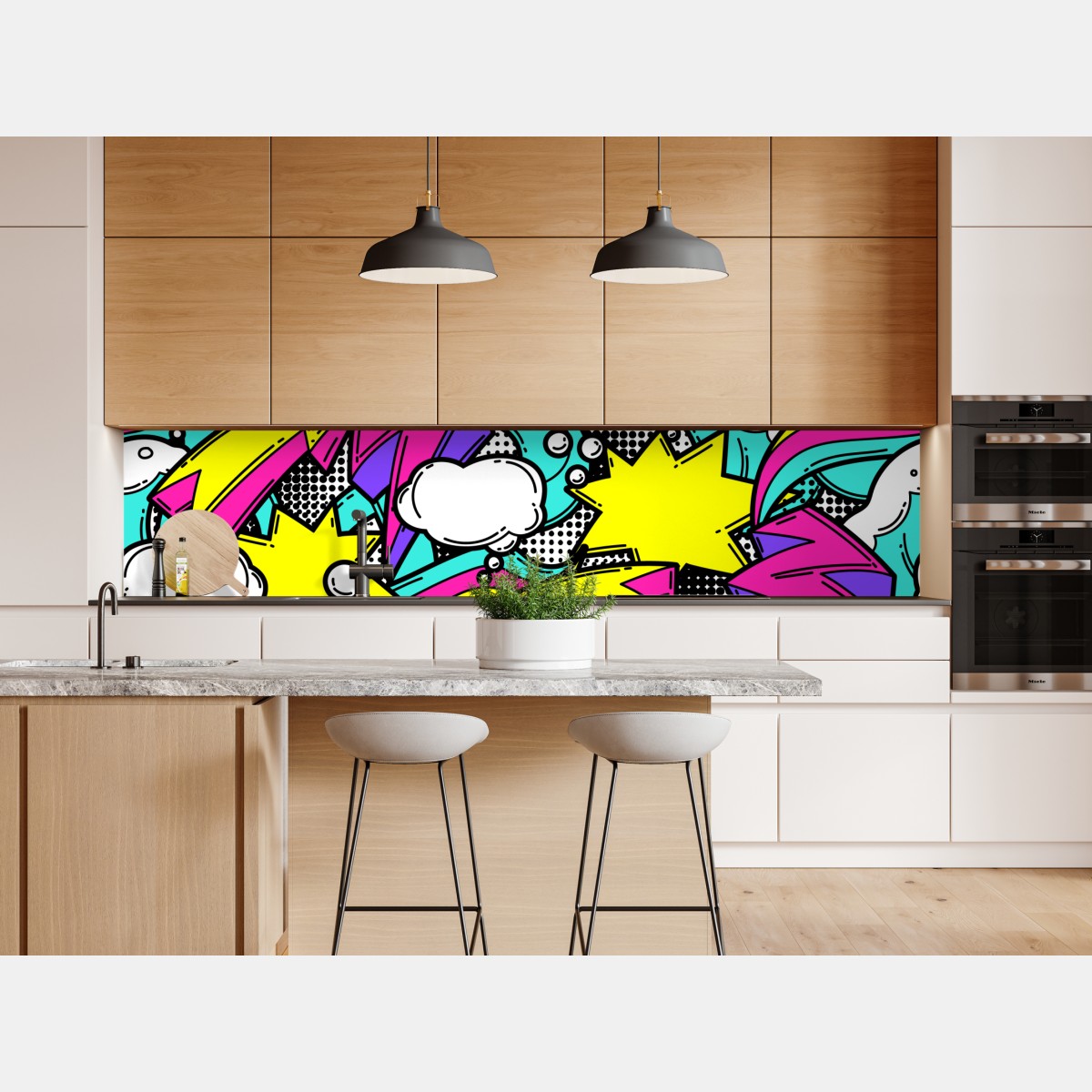 Repositionierbarer Aufkleber farbenfrohes pop-art comicmuster – Wallnifity® Repositionierbarer Aufkleber farbenfrohes pop-art comicmuster – Wallnifity®