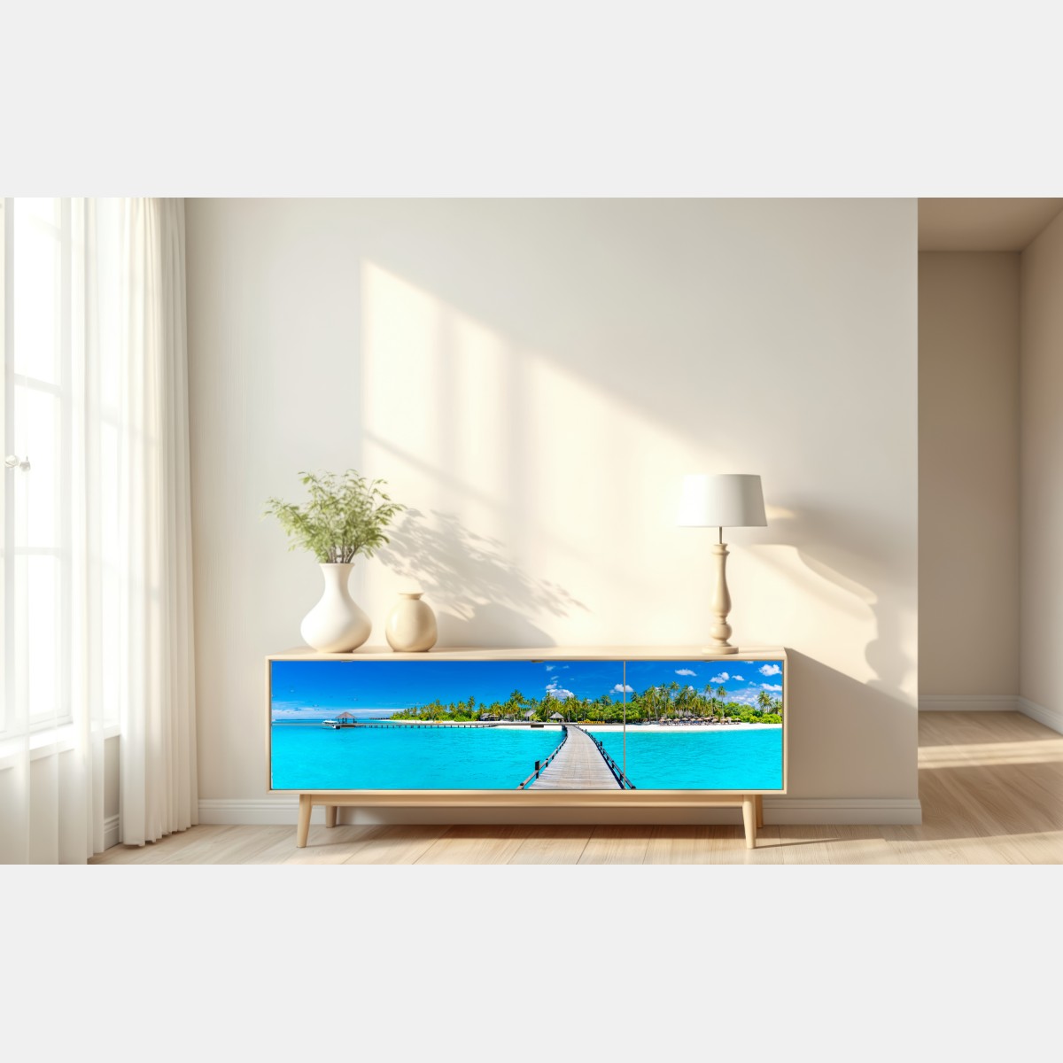 Repositionierbarer Aufkleber tropischer türkiser strand – Wallnifity® Repositionierbarer Aufkleber tropischer türkiser strand – Wallnifity®