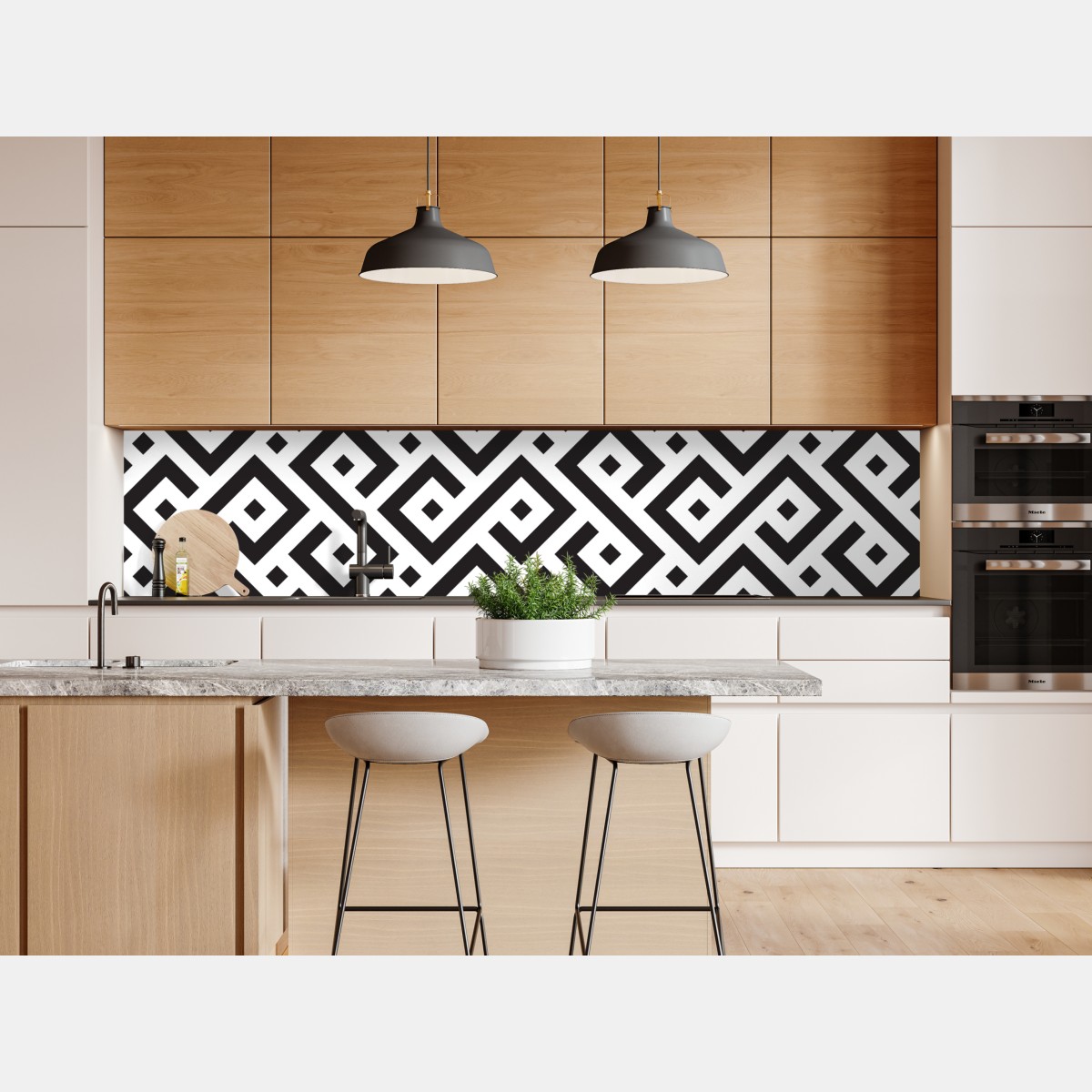 Repositionierbarer Aufkleber zeitloses schwarz-weiß geometrisches muster – Wallnifity® Repositionierbarer Aufkleber zeitloses schwarz-weiß geometrisches muster – Wallnifity®