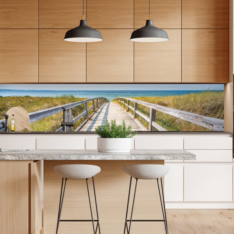 Repositionierbarer Aufkleber pastellsonnenuntergang über wüstenbergen – Wallnifity®