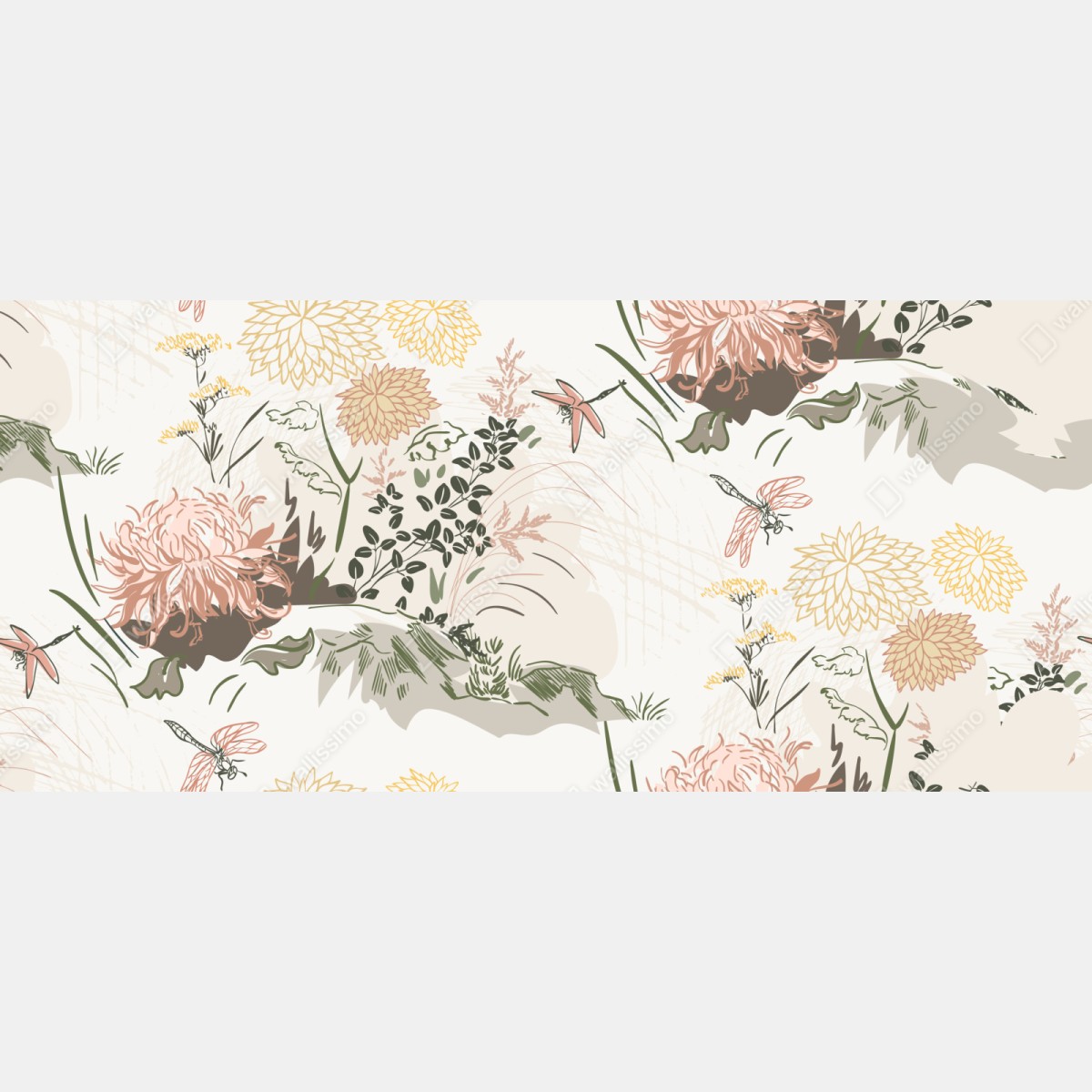 Repositionierbarer Aufkleber zartes pastell-blumenmuster – Wallnifity® Repositionierbarer Aufkleber zartes pastell-blumenmuster – Wallnifity®