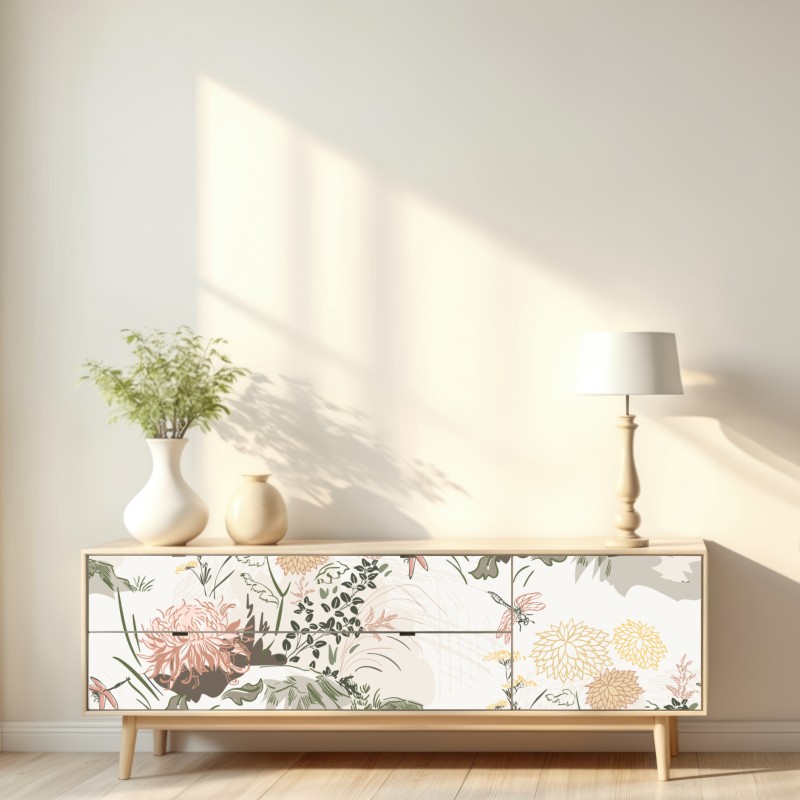 Repositionierbarer Aufkleber zartes pastell-blumenmuster – Wallnifity® Repositionierbarer Aufkleber zartes pastell-blumenmuster – Wallnifity®