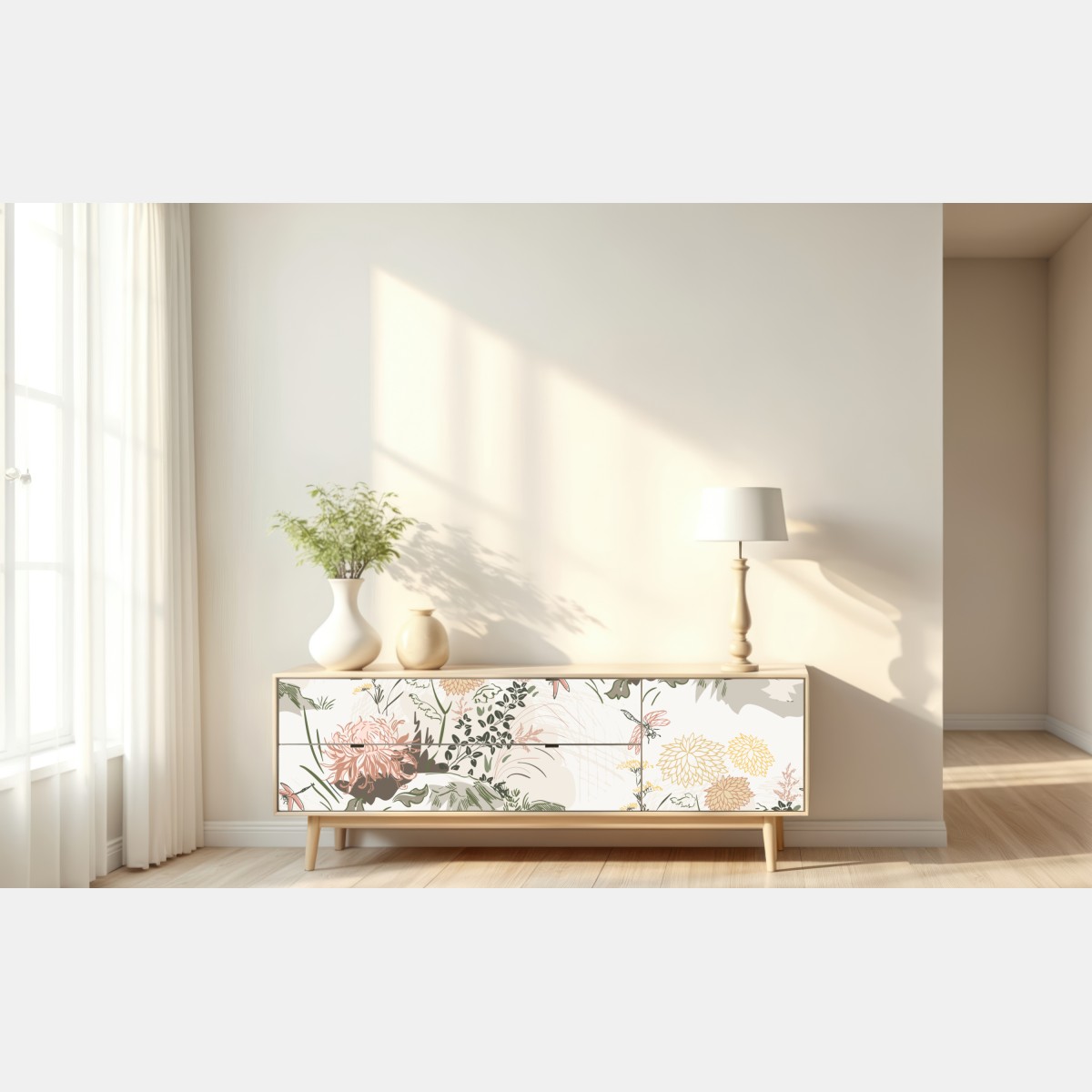 Repositionierbarer Aufkleber zartes pastell-blumenmuster – Wallnifity® Repositionierbarer Aufkleber zartes pastell-blumenmuster – Wallnifity®