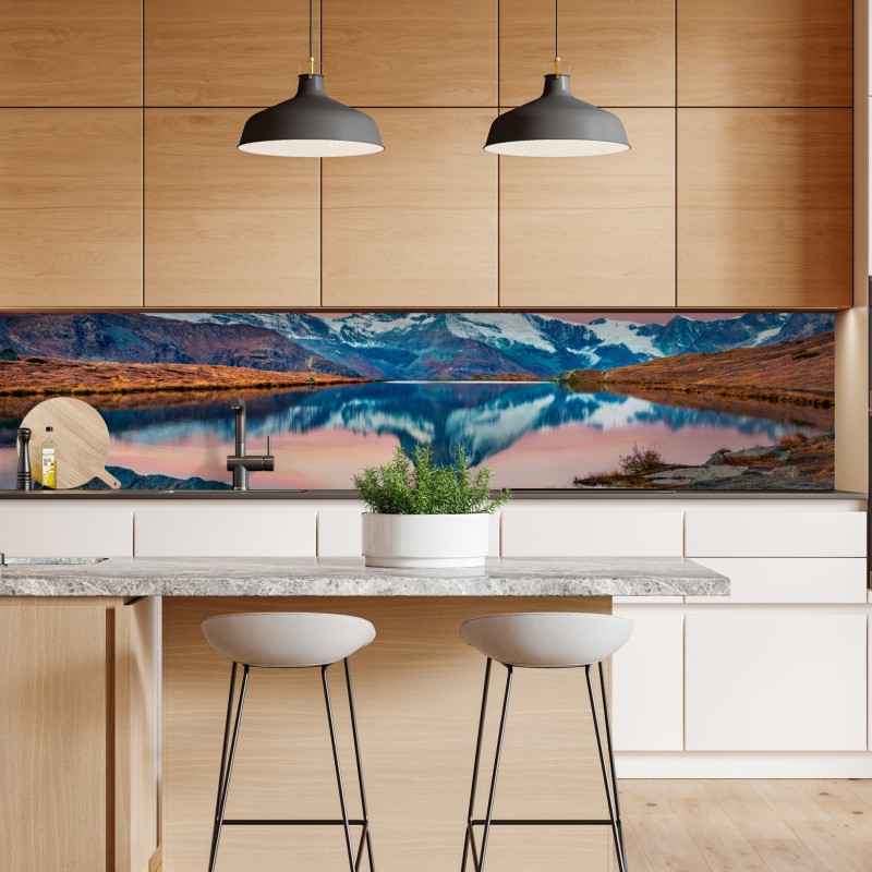 Repositionierbarer Aufkleber winterlicher sonnenaufgang über zugefrorenem fluss – Wallnifity®