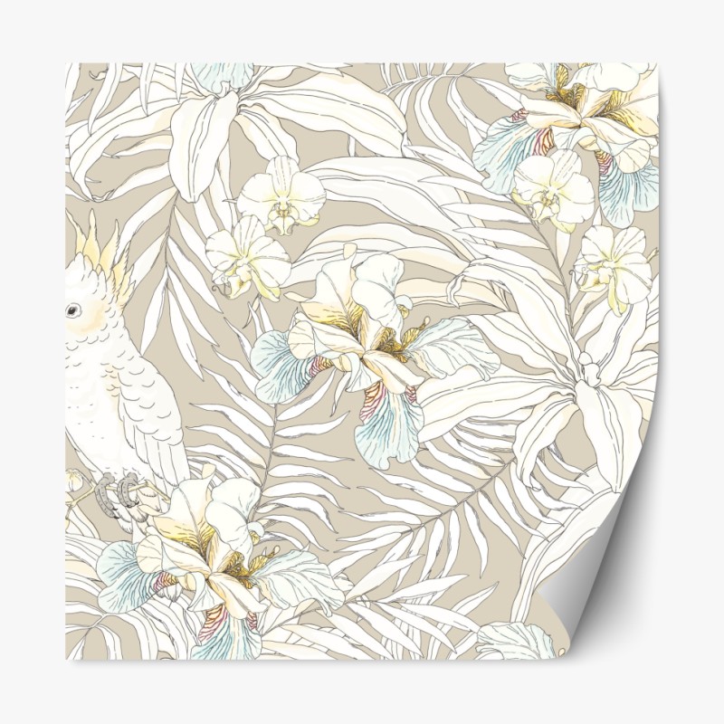 Repositionierbarer Aufkleber eleganter monochromer orchideenstiel – Wallnifity®