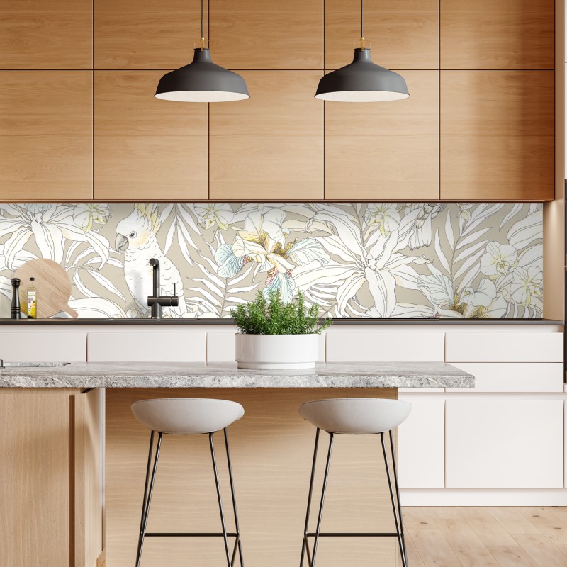 Repositionierbarer Aufkleber eleganter monochromer orchideenstiel – Wallnifity®