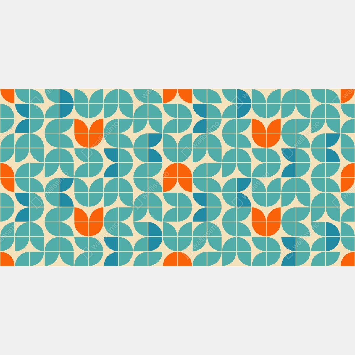 Repositionierbarer Aufkleber retro geometrisches fliesenmuster in türkis und orange – Wallnifity® Repositionierbarer Aufkleber retro geometrisches fliesenmuster in türkis und orange – Wallnifity®