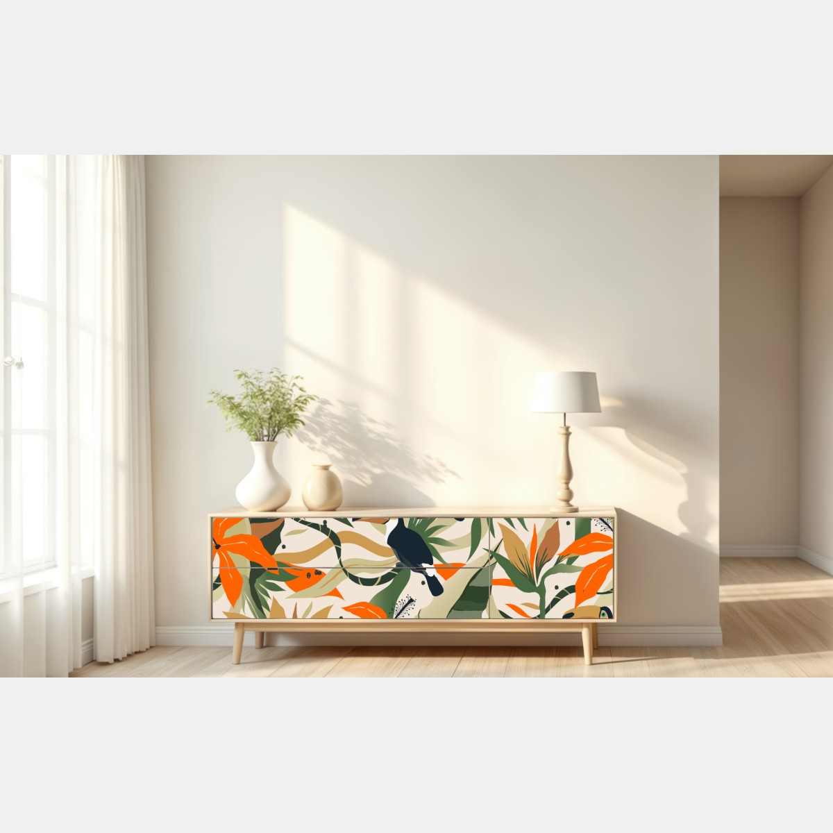 Repositionierbarer Aufkleber tropisches tukanmuster – Wallnifity® Repositionierbarer Aufkleber tropisches tukanmuster – Wallnifity®