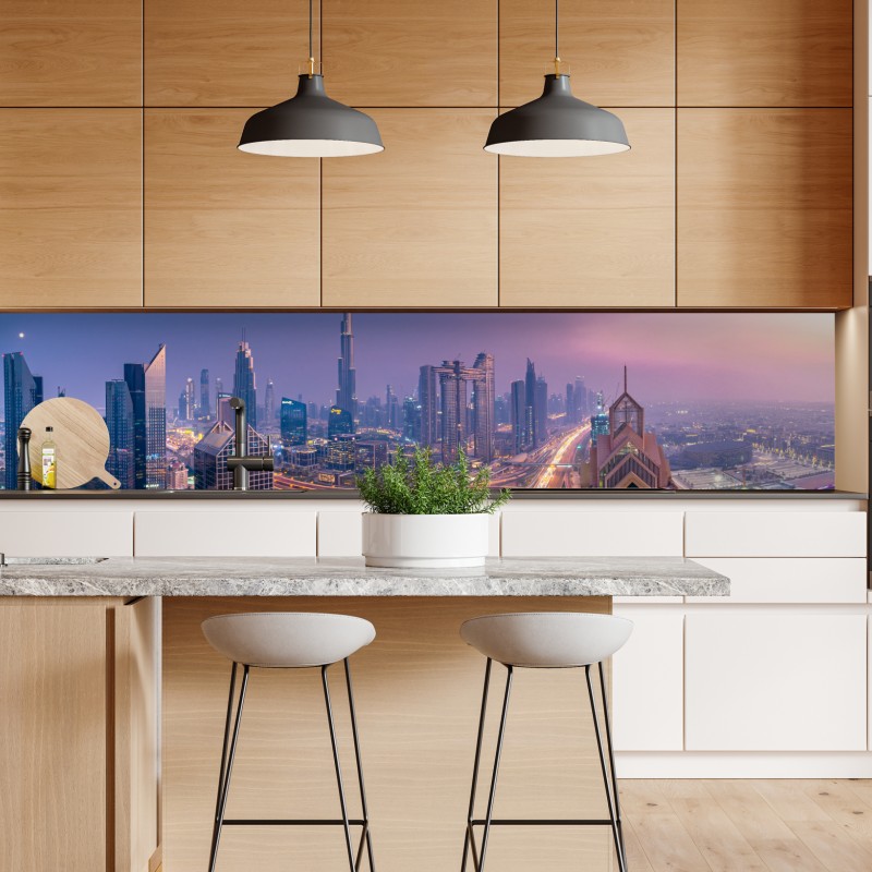 Repositionierbarer Aufkleber sonnenuntergang über New York – Wallnifity®
