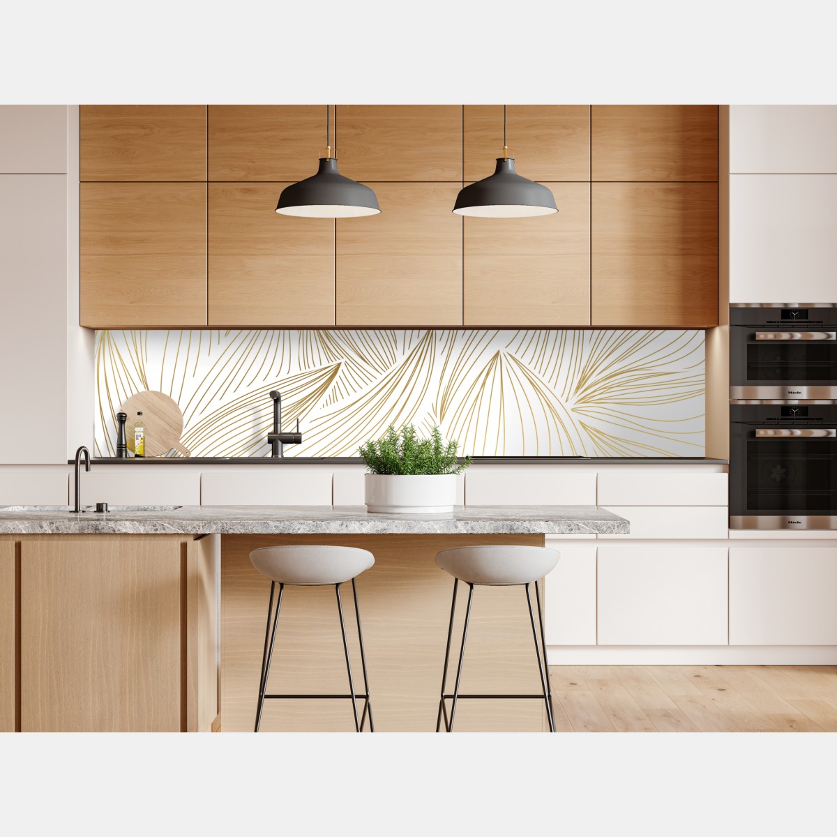 Repositionierbarer Aufkleber goldene blattlinien – Wallnifity® Repositionierbarer Aufkleber goldene blattlinien – Wallnifity®