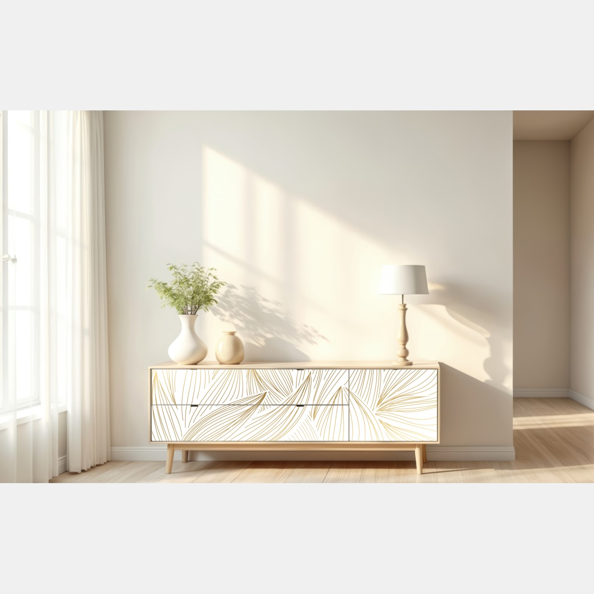 Repositionierbarer Aufkleber goldene blattlinien – Wallnifity® Repositionierbarer Aufkleber goldene blattlinien – Wallnifity®