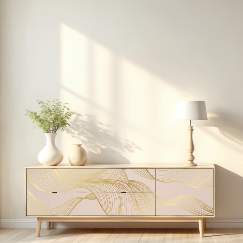 Repositionierbarer Aufkleber abstraktes muster goldener wellen – Wallnifity® Repositionierbarer Aufkleber abstraktes muster goldener wellen – Wallnifity®