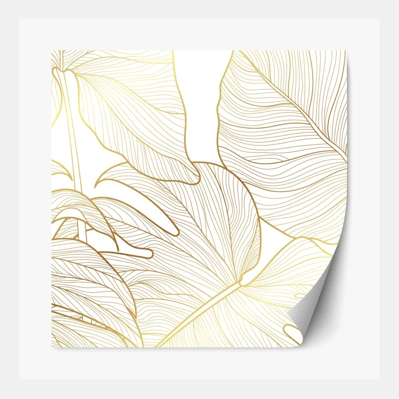 Repositionierbarer Aufkleber goldene botanische blattzeichnung – Wallnifity® Repositionierbarer Aufkleber goldene botanische blattzeichnung – Wallnifity®