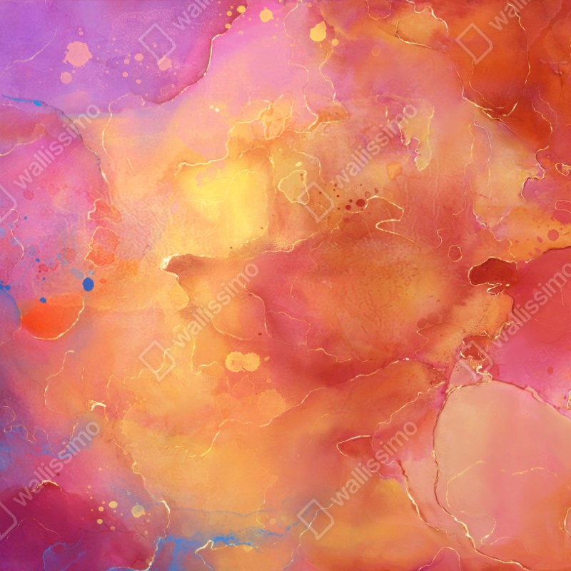 Repositionierbarer Aufkleber lebhafte aquarell-abstraktion in warmen tönen – Wallnifity® Repositionierbarer Aufkleber lebhafte aquarell-abstraktion in warmen tönen – Wallnifity®