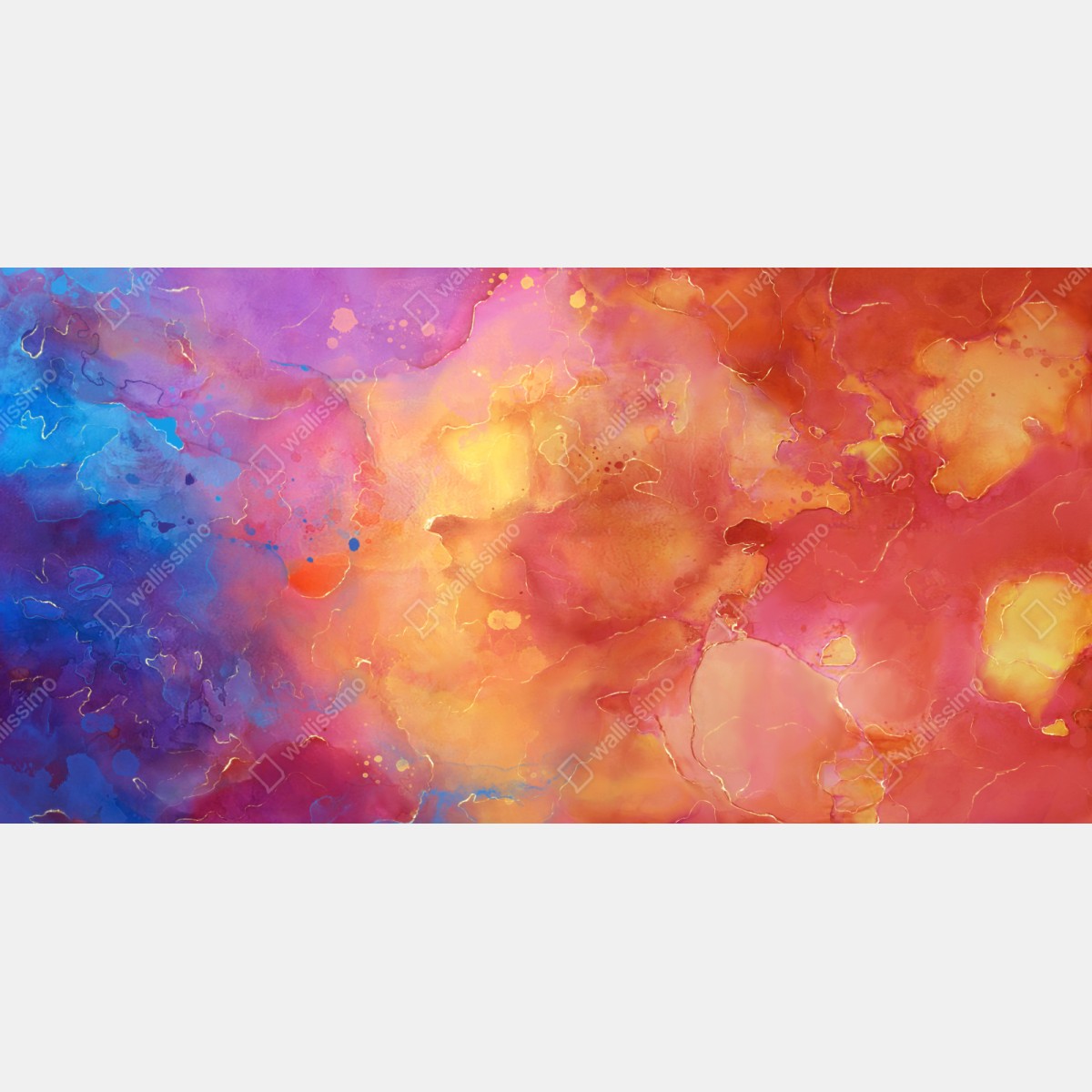 Repositionierbarer Aufkleber lebhafte aquarell-abstraktion in warmen tönen – Wallnifity® Repositionierbarer Aufkleber lebhafte aquarell-abstraktion in warmen tönen – Wallnifity®