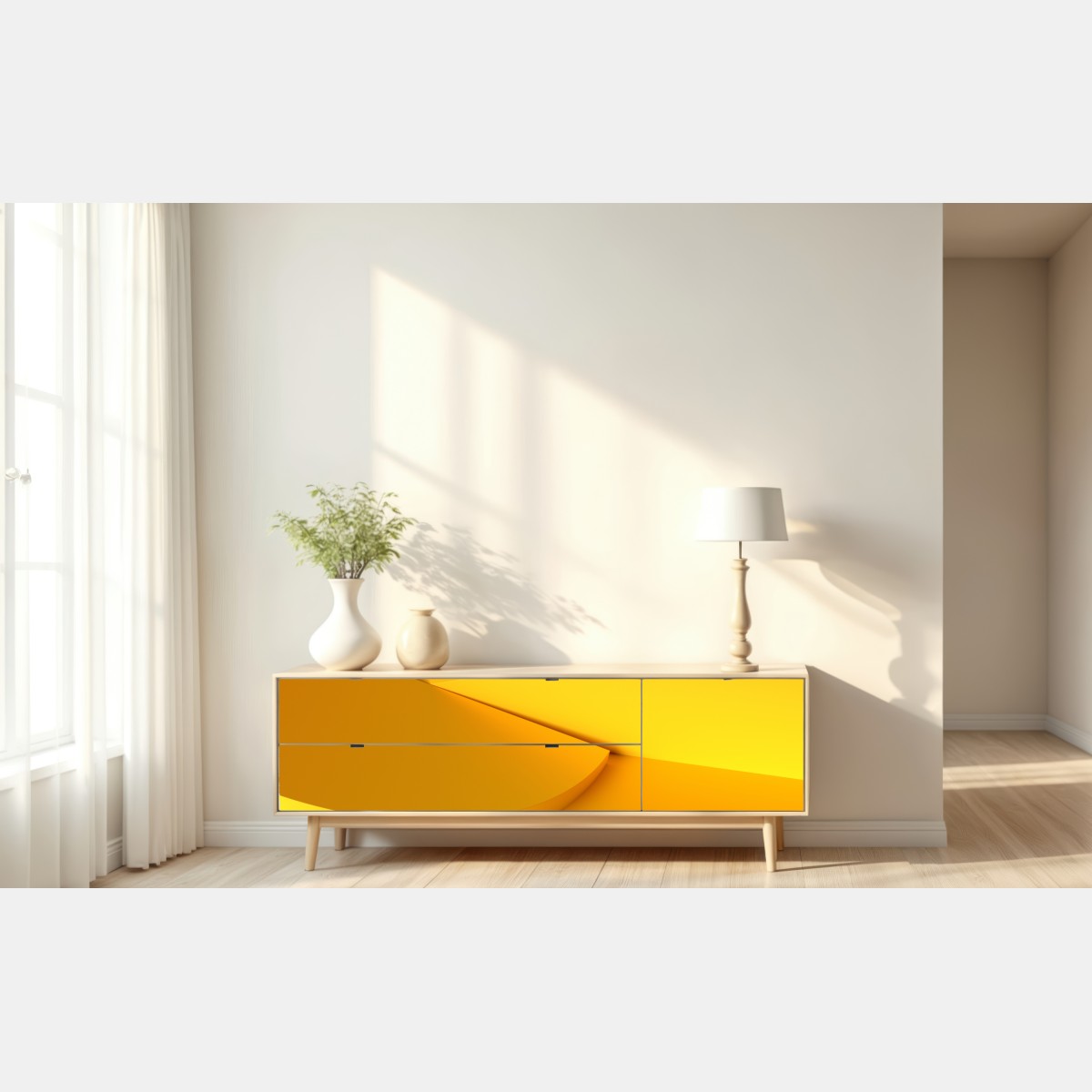 Repositionierbarer Aufkleber gelbe geometrische abstraktion 3d – Wallnifity® Repositionierbarer Aufkleber gelbe geometrische abstraktion 3d – Wallnifity®