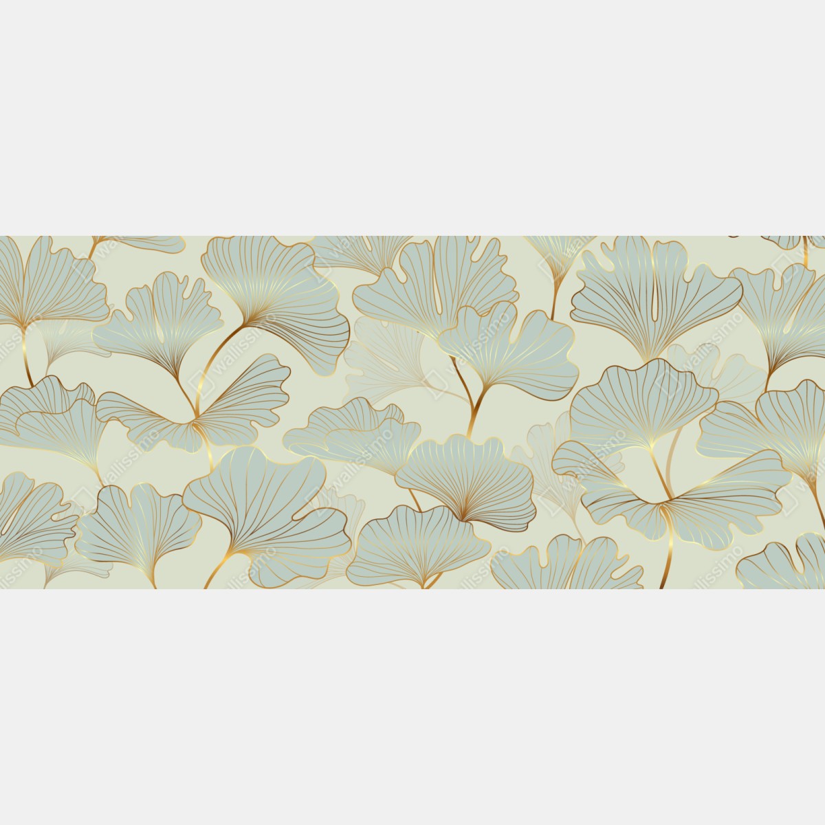 Repositionierbarer Aufkleber pastell ginkgo blättermuster mit goldakzenten – Wallnifity® Repositionierbarer Aufkleber pastell ginkgo blättermuster mit goldakzenten – Wallnifity®