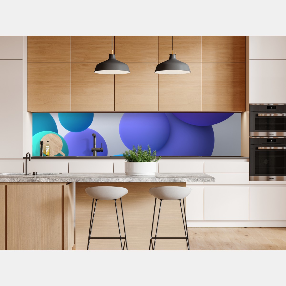 Repositionierbarer Aufkleber bunte schwebende kugeln 3d abstrakt – Wallnifity® Repositionierbarer Aufkleber bunte schwebende kugeln 3d abstrakt – Wallnifity®