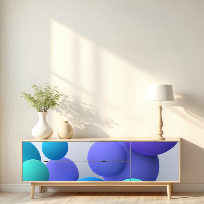 Repositionierbarer Aufkleber bunte schwebende kugeln 3d abstrakt – Wallnifity® Repositionierbarer Aufkleber bunte schwebende kugeln 3d abstrakt – Wallnifity®