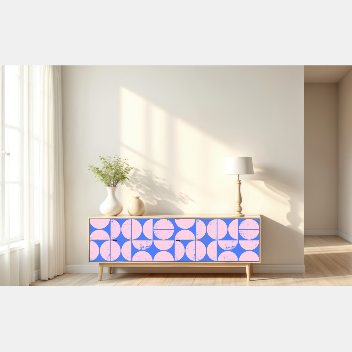 Repositionierbarer Aufkleber pastell geometrisches kreismuster – Wallnifity® Repositionierbarer Aufkleber pastell geometrisches kreismuster – Wallnifity®