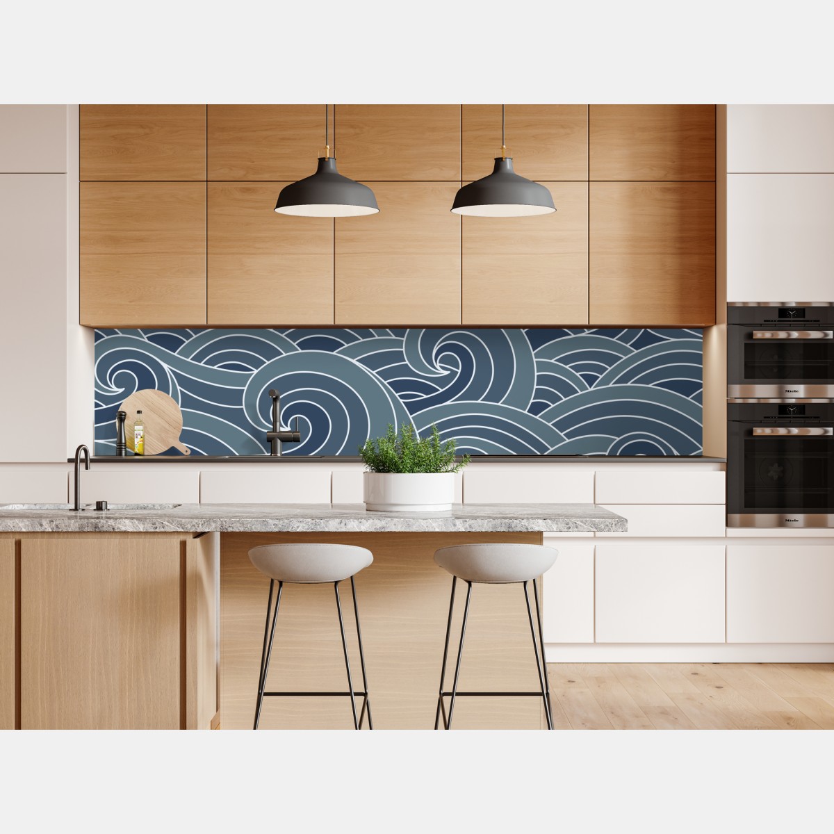 Repositionierbarer Aufkleber stilisiertes wellenmuster – Wallnifity® Repositionierbarer Aufkleber stilisiertes wellenmuster – Wallnifity®