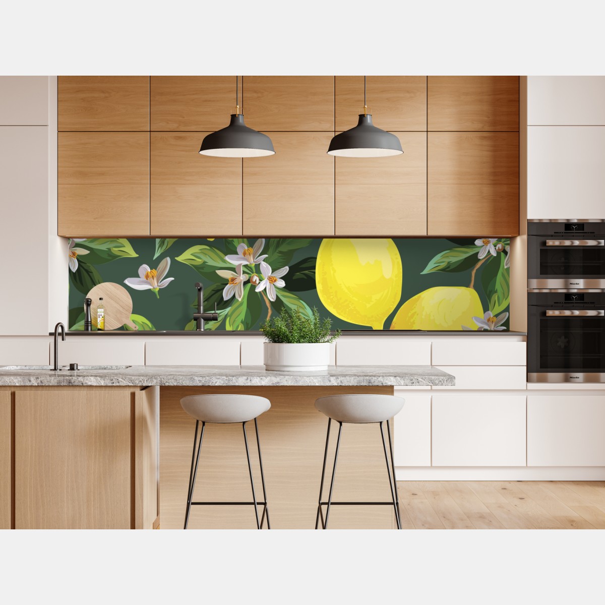 Repositionierbarer Aufkleber botanisches zitronenmuster – Wallnifity® Repositionierbarer Aufkleber botanisches zitronenmuster – Wallnifity®