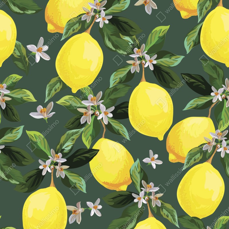 Repositionierbarer Aufkleber botanisches zitronenmuster – Wallnifity® Repositionierbarer Aufkleber botanisches zitronenmuster – Wallnifity®