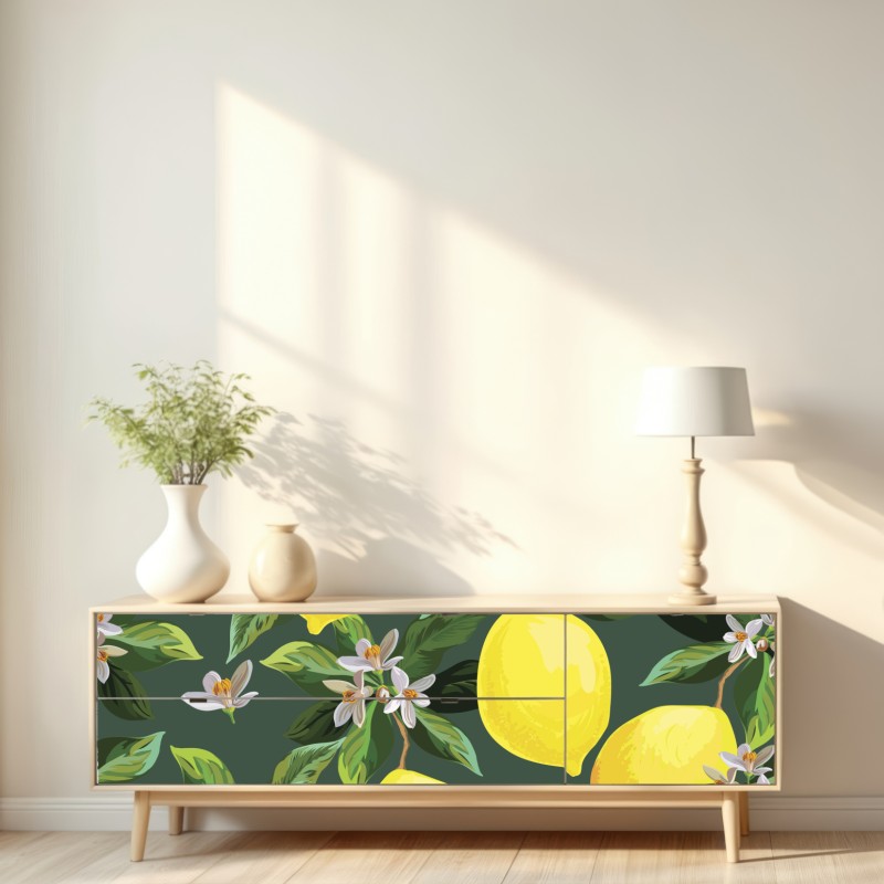 Repositionierbarer Aufkleber botanisches zitronenmuster – Wallnifity® Repositionierbarer Aufkleber botanisches zitronenmuster – Wallnifity®