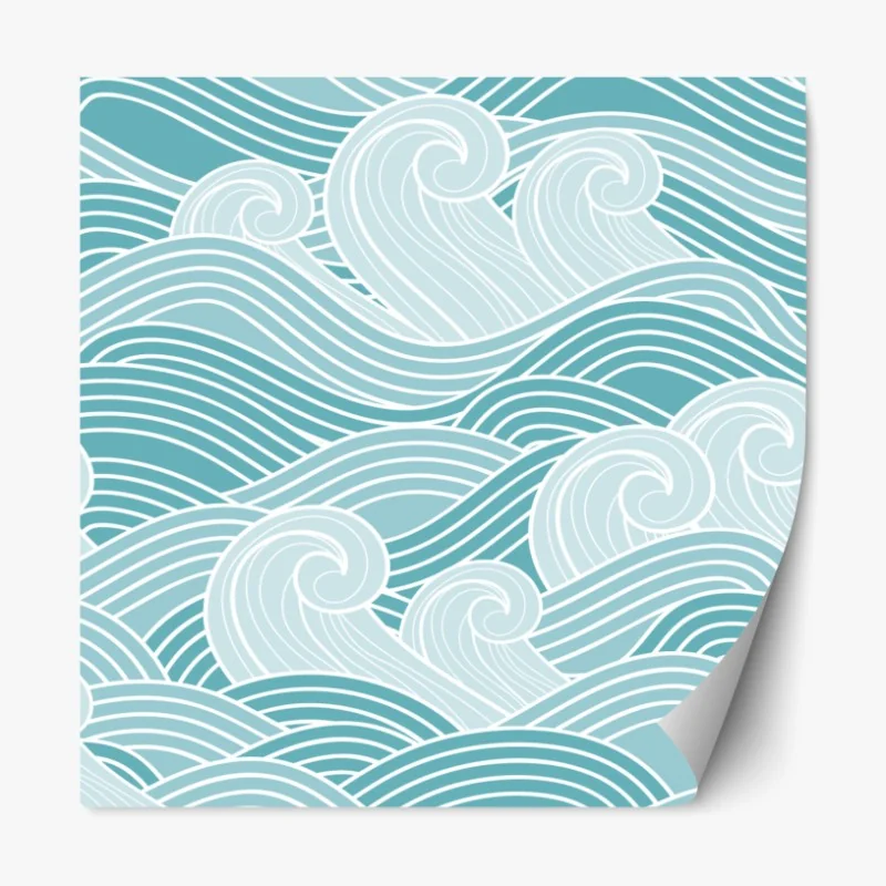 Repositionierbarer Aufkleber ruhiges türkisfarbenes wellenmuster