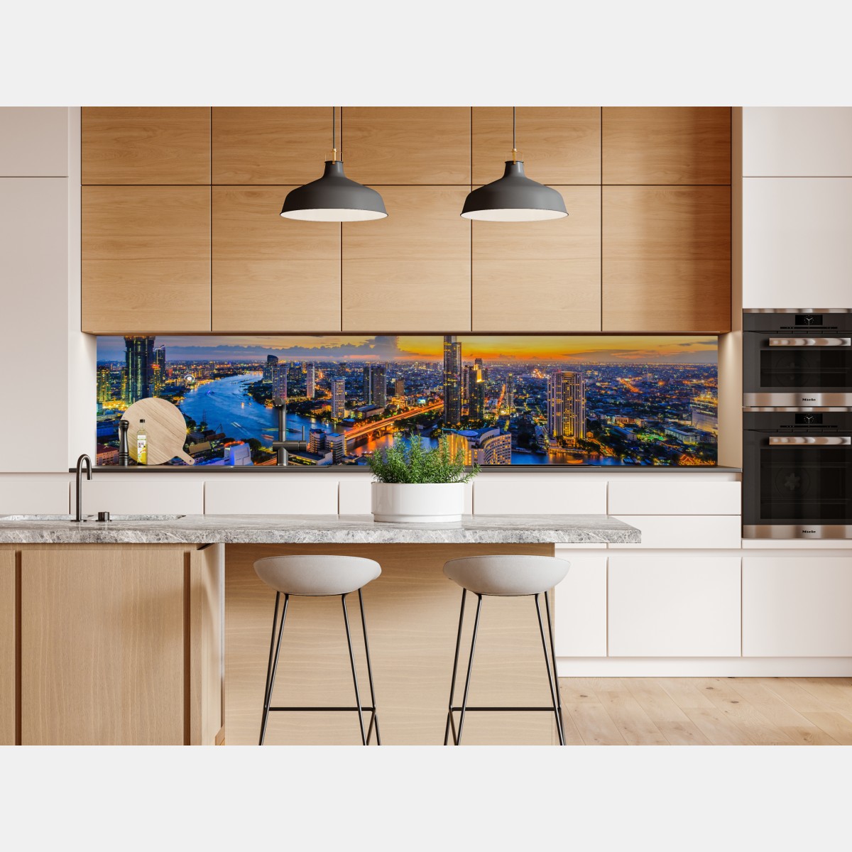 Repositionierbarer Aufkleber lebendige stadtskyline bei dämmerung – Wallnifity® Repositionierbarer Aufkleber lebendige stadtskyline bei dämmerung – Wallnifity®
