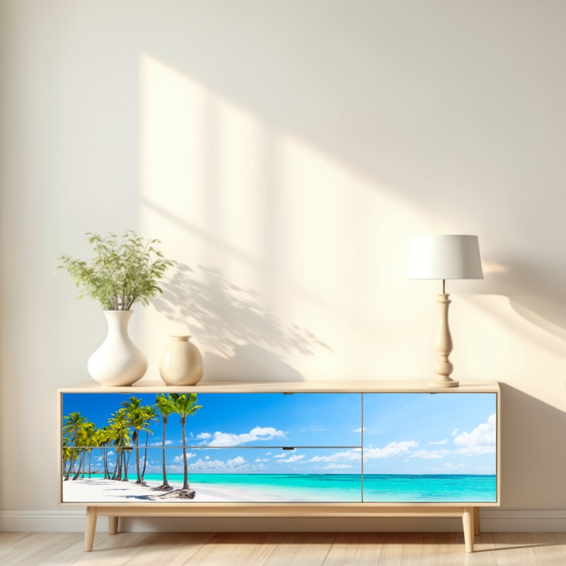 Repositionierbarer Aufkleber tropisches strandpanorama in Punta Cana – Wallnifity® Repositionierbarer Aufkleber tropisches strandpanorama in Punta Cana – Wallnifity®