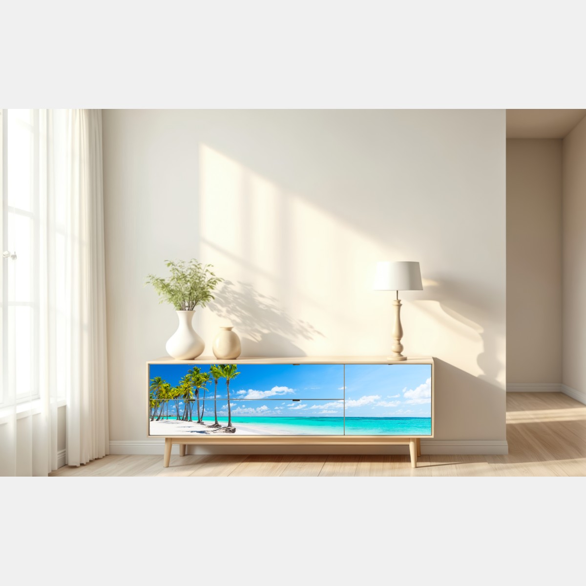 Repositionierbarer Aufkleber tropisches strandpanorama in Punta Cana – Wallnifity® Repositionierbarer Aufkleber tropisches strandpanorama in Punta Cana – Wallnifity®