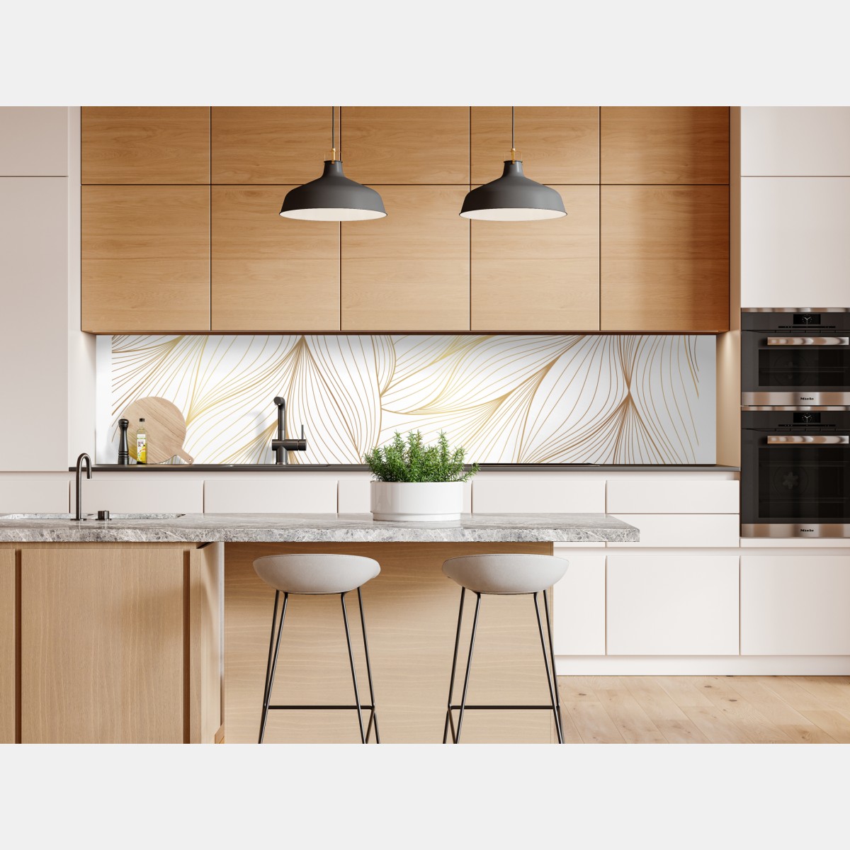 Repositionierbarer Aufkleber goldene fließende linien abstraktes design – Wallnifity® Repositionierbarer Aufkleber goldene fließende linien abstraktes design – Wallnifity®