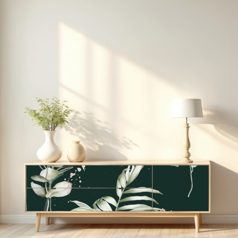 Repositionierbarer Aufkleber eukalyptus muster mit goldakzenten – Wallnifity® Repositionierbarer Aufkleber eukalyptus muster mit goldakzenten – Wallnifity®