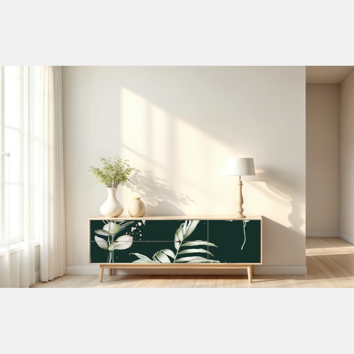 Repositionierbarer Aufkleber eukalyptus muster mit goldakzenten – Wallnifity® Repositionierbarer Aufkleber eukalyptus muster mit goldakzenten – Wallnifity®