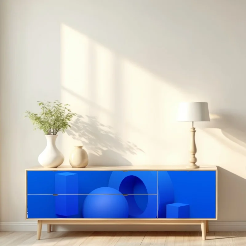 Repositionierbarer Aufkleber blaue geometrische 3d-komposition – Wallnifity® Repositionierbarer Aufkleber blaue geometrische 3d-komposition – Wallnifity®