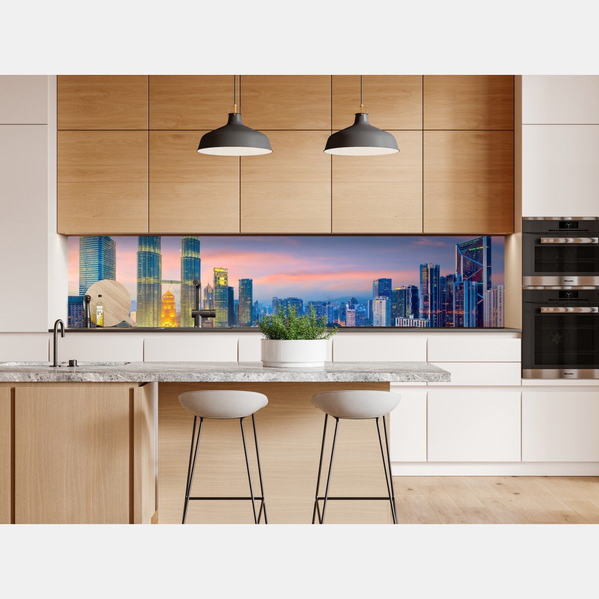 Repositionierbarer Aufkleber Kuala Lumpur skyline bei dämmerung – Wallnifity® Repositionierbarer Aufkleber Kuala Lumpur skyline bei dämmerung – Wallnifity®