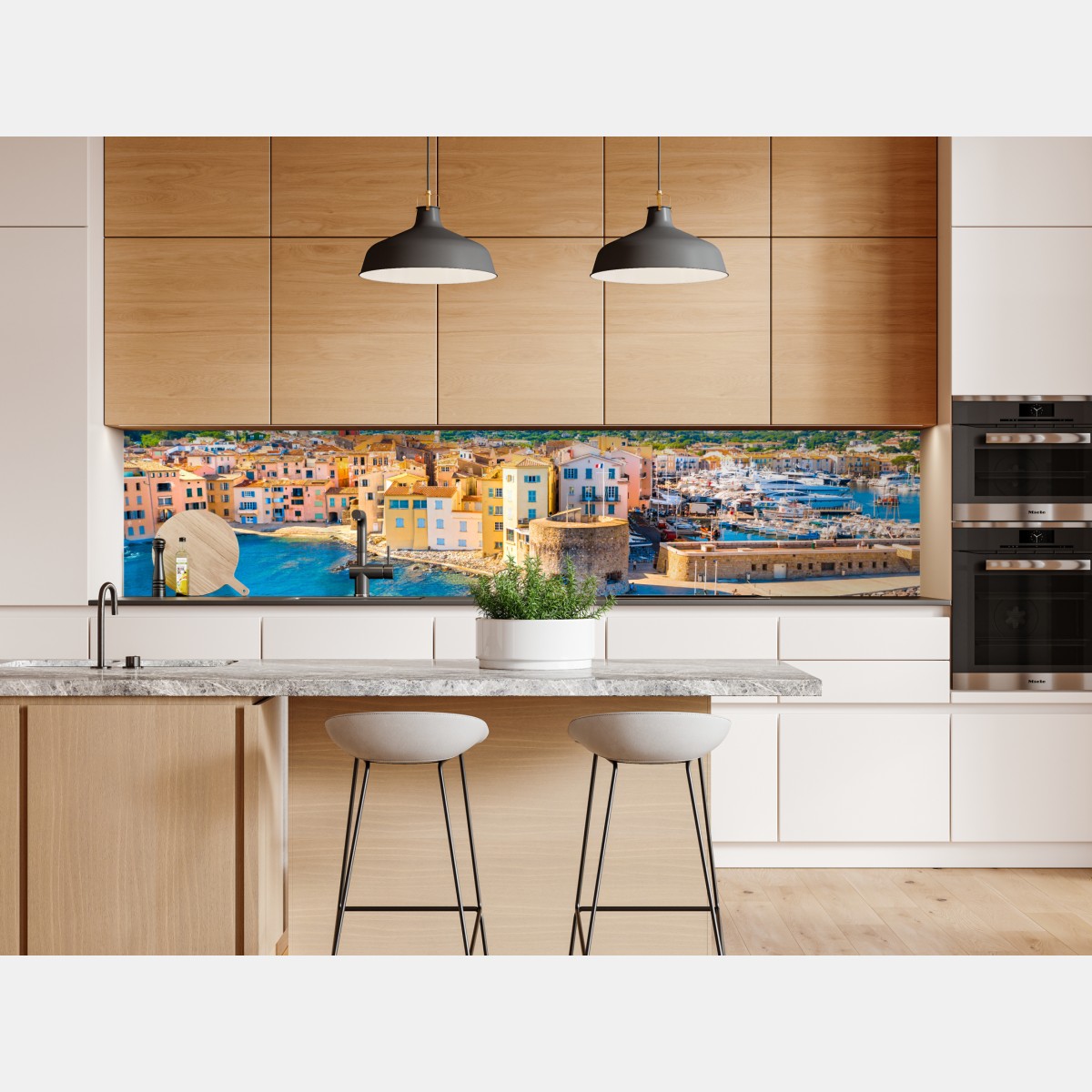Repositionierbarer Aufkleber sonniger Mittelmeerhafen – Wallnifity® Repositionierbarer Aufkleber sonniger Mittelmeerhafen – Wallnifity®