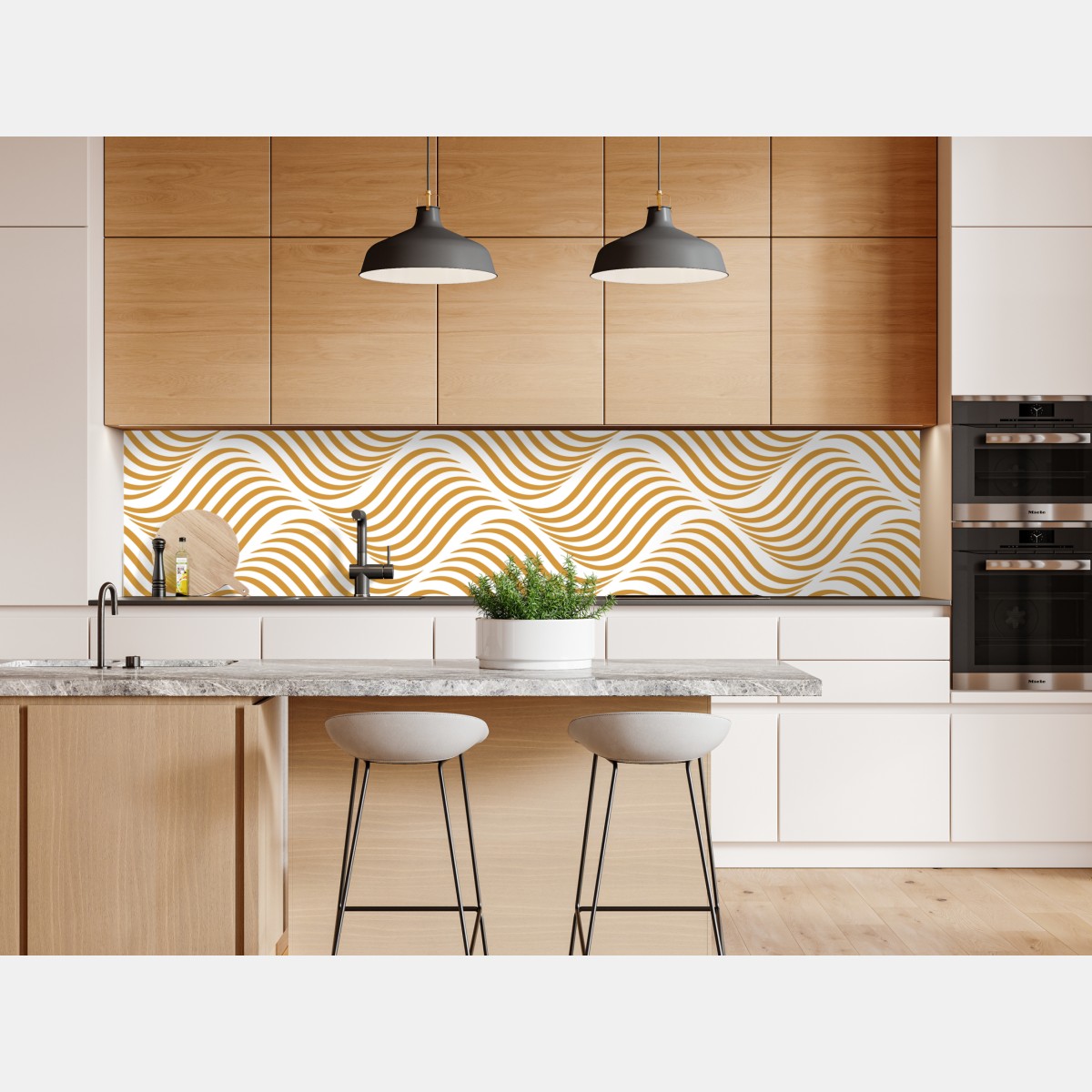 Repositionierbarer Aufkleber goldenes wellenmuster wanddeko – Wallnifity® Repositionierbarer Aufkleber goldenes wellenmuster wanddeko – Wallnifity®