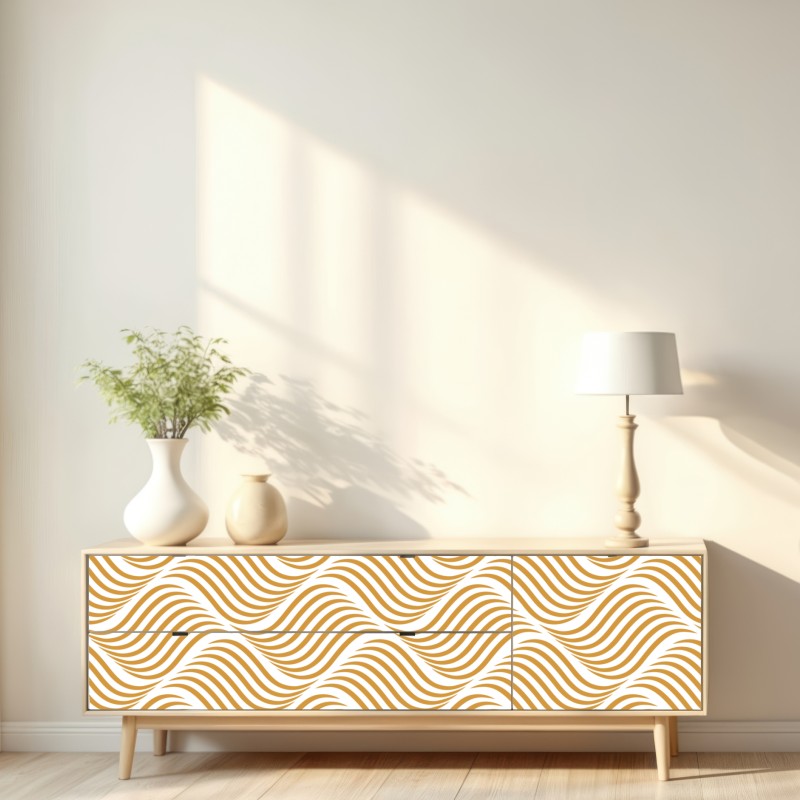 Repositionierbarer Aufkleber goldenes wellenmuster wanddeko – Wallnifity® Repositionierbarer Aufkleber goldenes wellenmuster wanddeko – Wallnifity®