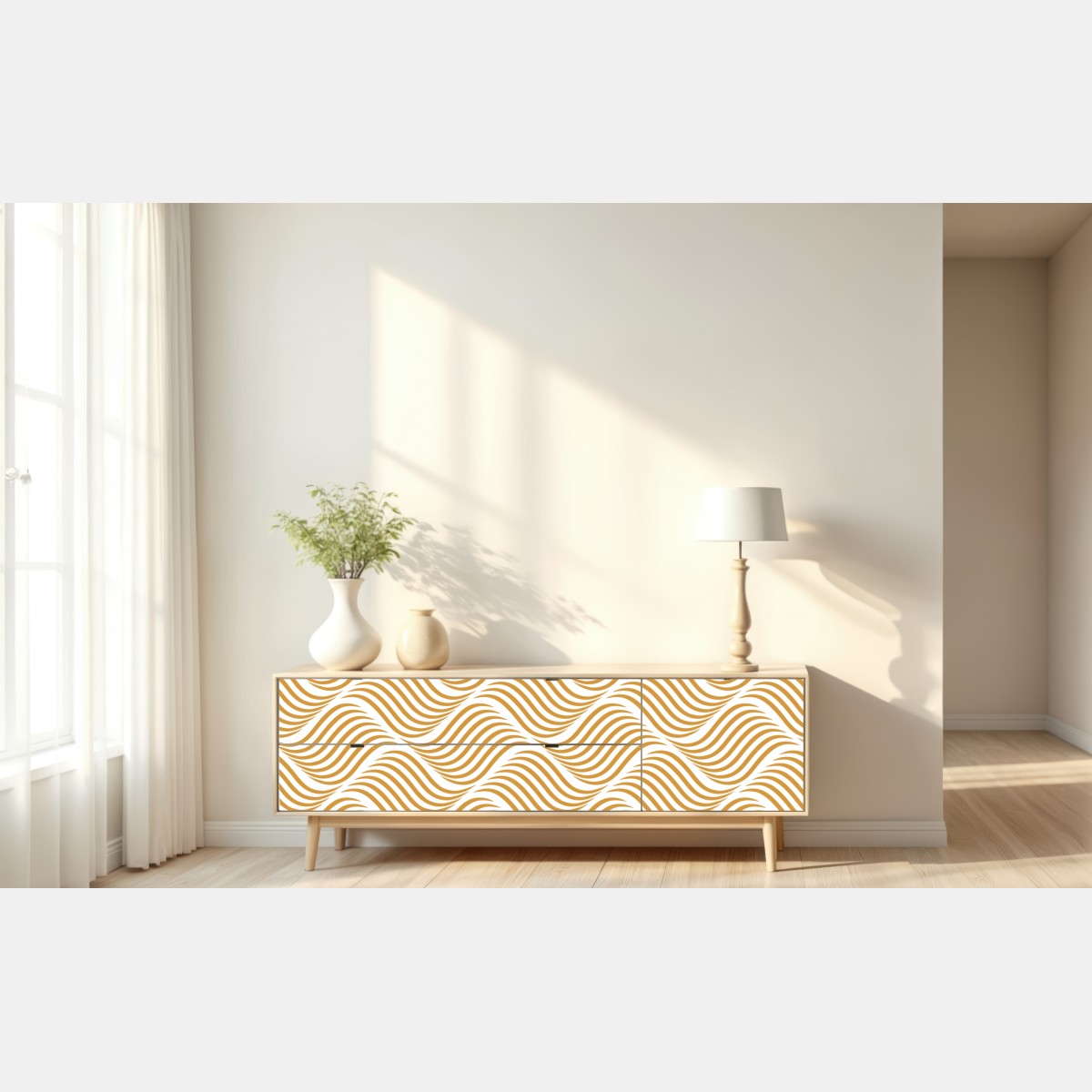 Repositionierbarer Aufkleber goldenes wellenmuster wanddeko – Wallnifity® Repositionierbarer Aufkleber goldenes wellenmuster wanddeko – Wallnifity®