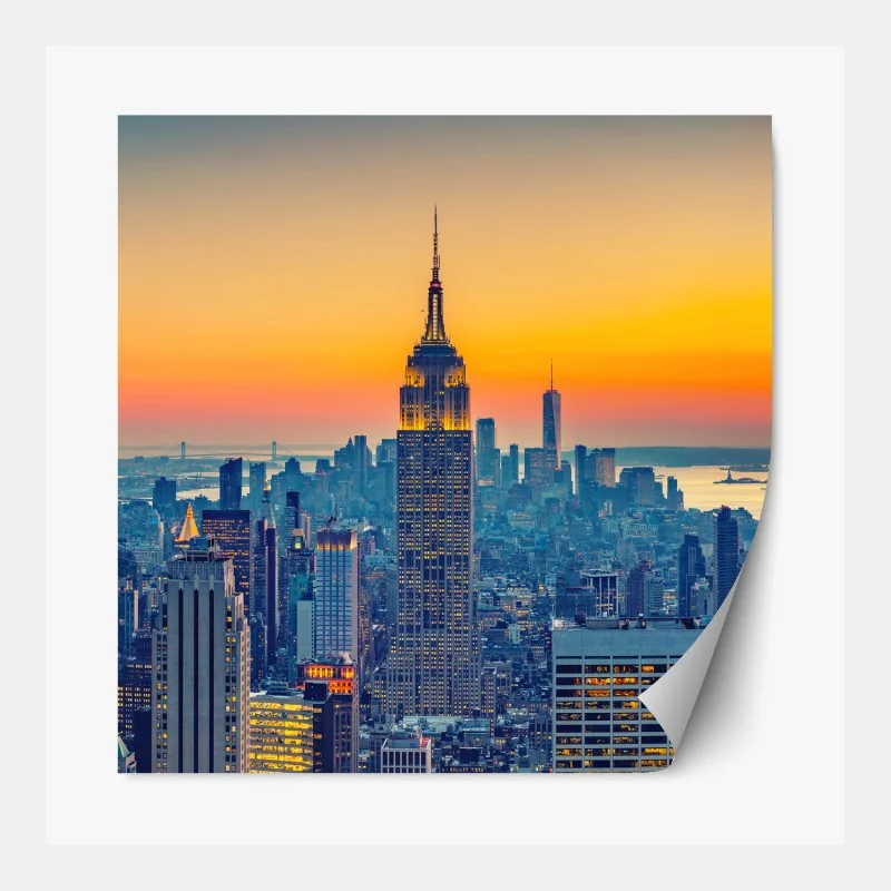 Repositionierbarer Aufkleber sonnenuntergang über New York – Wallnifity® Repositionierbarer Aufkleber sonnenuntergang über New York – Wallnifity®
